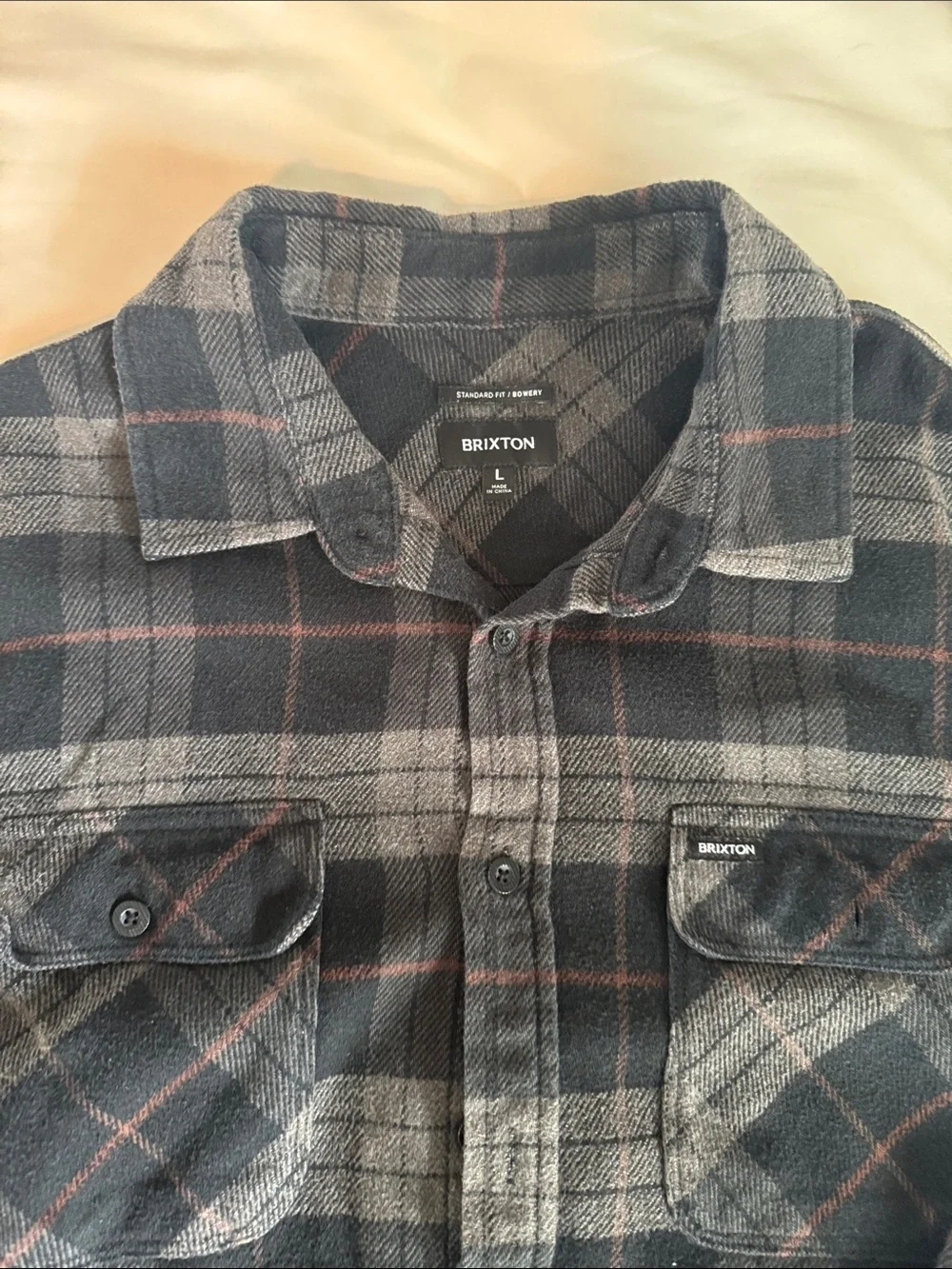 Brixton Gray and Black Plaid Button-Down Shirt
